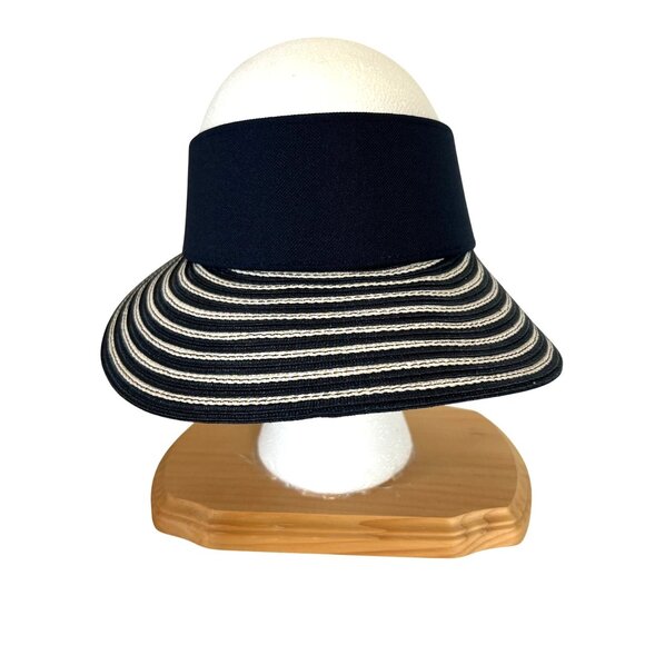 Eric Javits Women's Blue White Striped UPF50+ Champ Visor Sun Hat - Picture 8 of 8